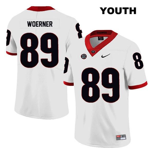 Georgia Bulldogs Youth Charlie Woerner #89 NCAA Legend Authentic White Nike Stitched College Football Jersey PJH2456LA